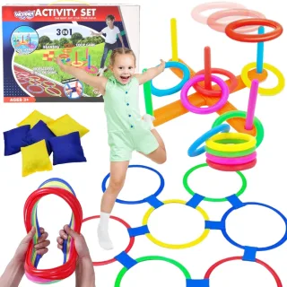 3 vienā spēļu komplekts: Serso, klasītes un Cornhole