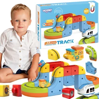 Magic Cube Train antigravitācijas magnētiskais traseņu komplekts ar klucīšiem, 18 daļas