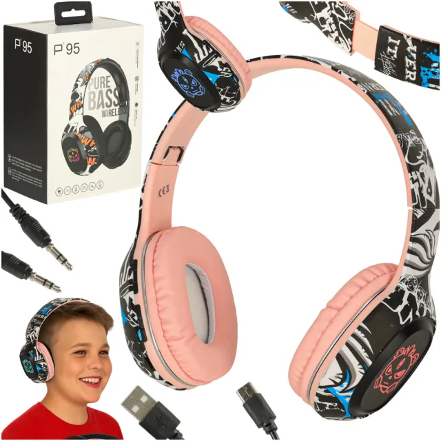 Bluetooth bezvadu austiņas uz ausīm Gaming Sport rozā krāsā