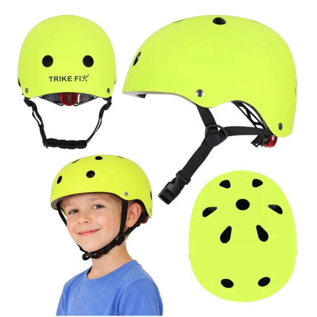 Trike Fix bērnu velosipēdu ķivere regulējama LED S 48-54cm spilgti zaļa
