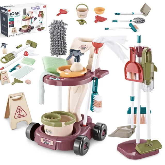 XXL tīrīšanas komplekts 3 vienā ar ratiņiem, 26 gab.