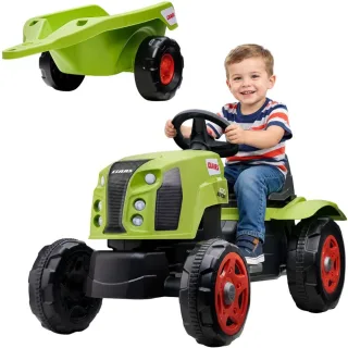 Claas Arion 470 pedāļu traktors ar piekabi un atveramu motora pārsegu, 2–6 gadi
