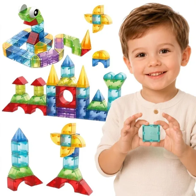 Magnētisko konstruktoru komplekts — 3D kubi, 63 gab.