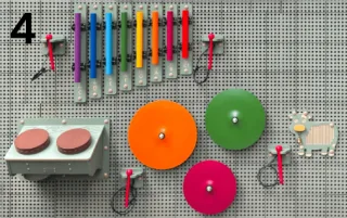 STEM komplekts ar āra sienas paneļiem un mūzikas instrumentiem