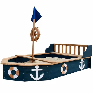 Doris Boat koka smilšu kaste ar glabāšanas nodalījumu un pārsegu, 153 cm
