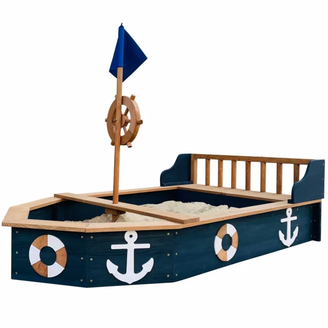 Doris Boat koka smilšu kaste ar glabāšanas nodalījumu un pārsegu, 153 cm