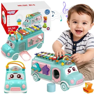 WOOPIE BABY muzikālā automašīna šķirotājs ar ksilofonu, zaļa