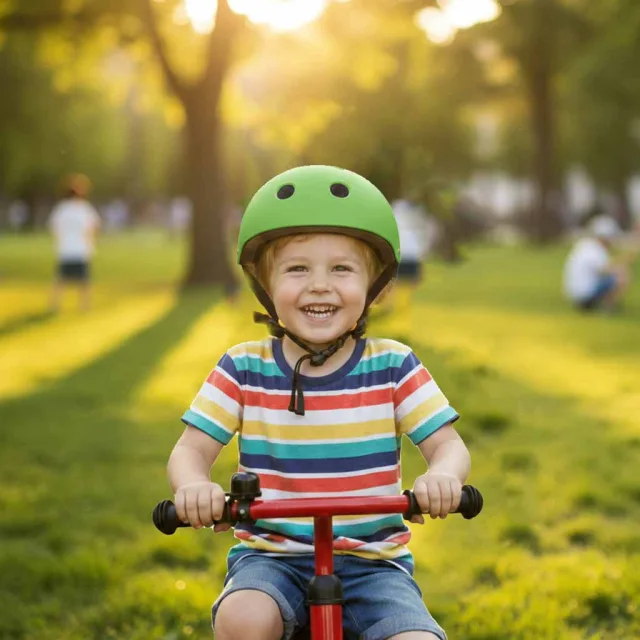 Trike Fix bērnu velosipēdu ķivere regulējama LED M 55-58cm tumši zaļa