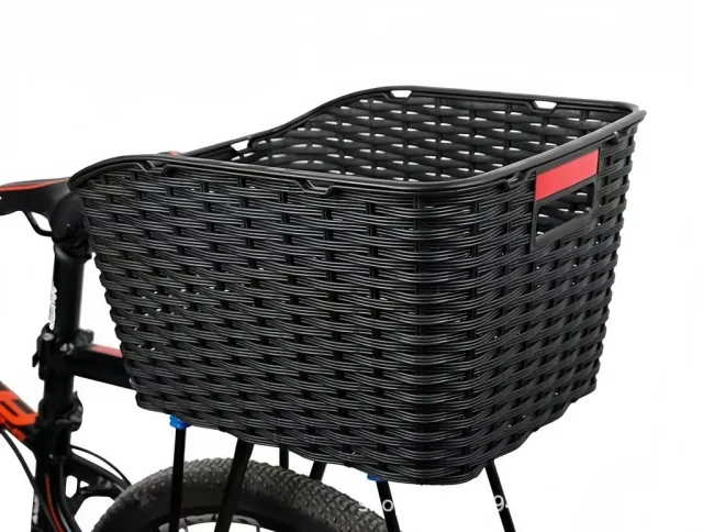 Rattan aizmugurējā bagāžnieka velosipēda grozs ar atstarotāju