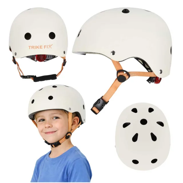 Trike Fix bērnu velosipēdu ķivere regulējama LED S 48-54cm bēšs