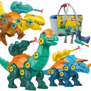 Dinozauru skrūvēšanas komplekts — 3 dinozauri ar urbjmašīnu un skrūvgriezi
