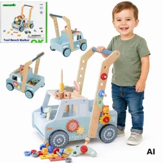 Koka staigulis-automašīna ar mini darbnīcu STEM