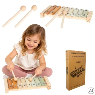 Koka cimbalas bērniem skolas vecumā – 8 toņu mūzikas instruments