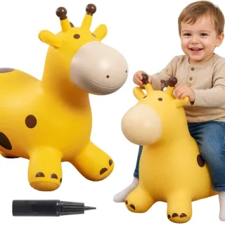 Piepūšama lecamā žirafe ar pumpi