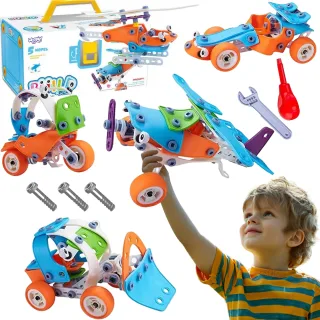 5-in-1 STEM konstrukcijas klucīšu transportlīdzekļu komplekts
