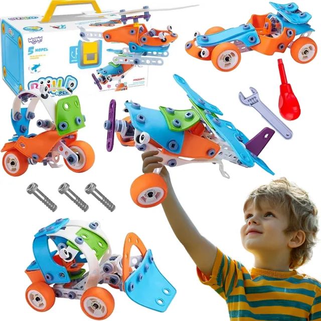 5-in-1 STEM konstrukcijas klucīšu transportlīdzekļu komplekts