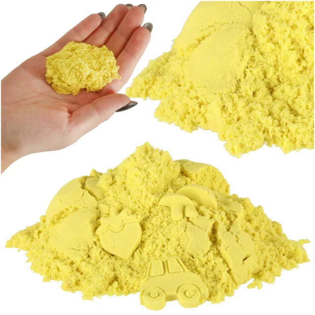 Kinētiskās smiltis 1kg maisiņā dzeltenā krāsā
